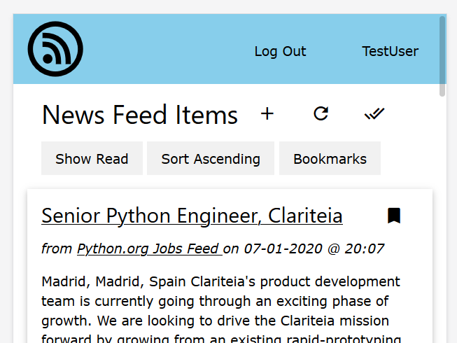 An RSS feed reading web application